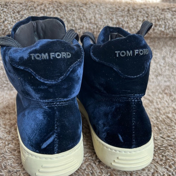 TOM FORD Russel Velvet Men\'s High-Top Navy Boots main image 11